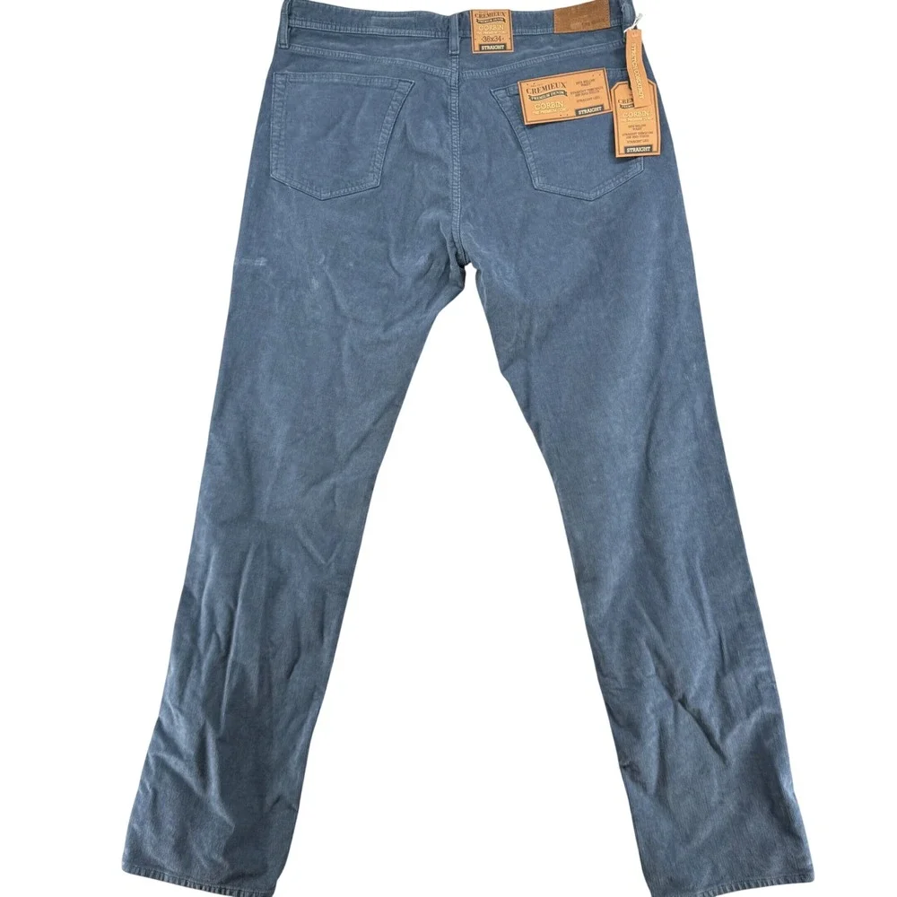 Cremieux Corbin Corduroy Pants Mens 36x34 Blue Straight Fit 5-Pocket New